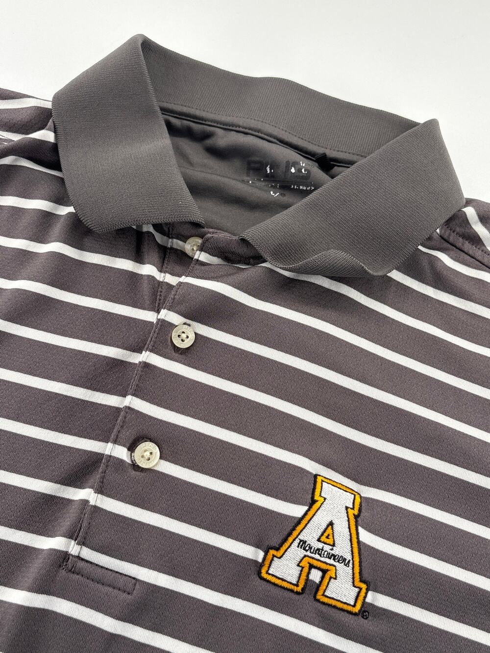 PING Golf Polo Mens L Appalachian State Mountaineers App State Gray Stripe